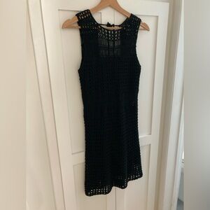 Anthropologie Black Crochet Mini Dress